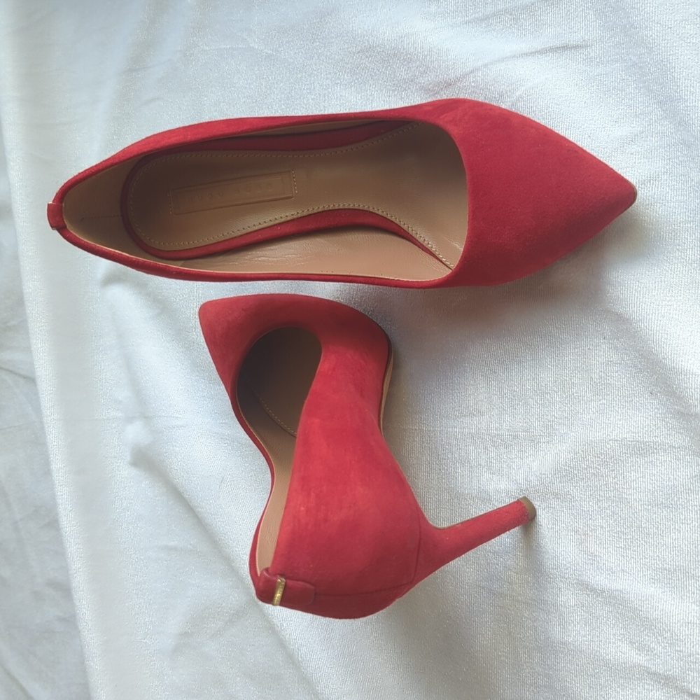 Hugo Boss red suede heels
